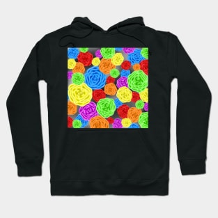 Colorful Rainbow Roses Pattern Hoodie